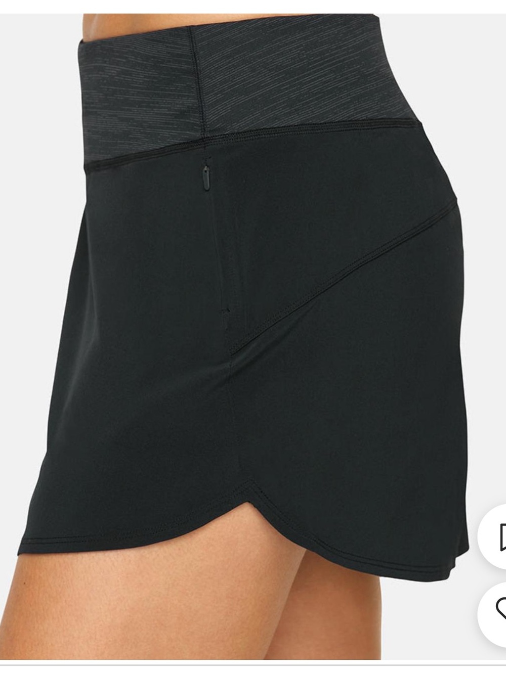 Outdoor Voices - 4 inch Black Mini Skort with Heather Waistband- size medium